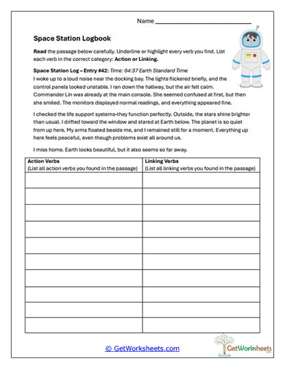 Space Station Logbook Worksheet