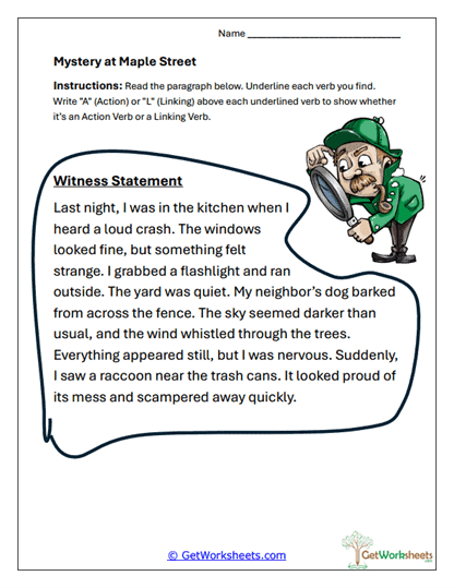 Mystery at Maple Street Worksheet