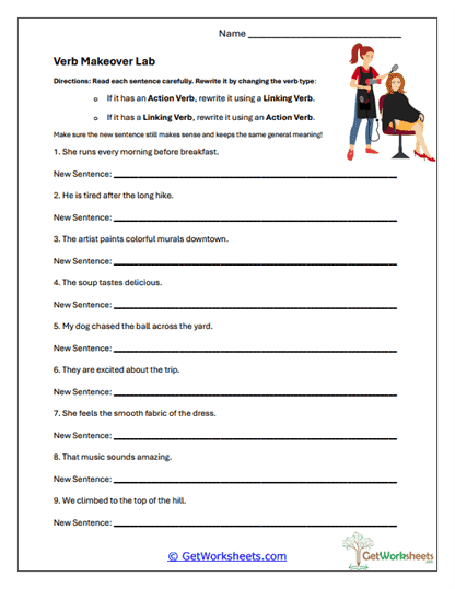Verb Makeover Lab Worksheet
