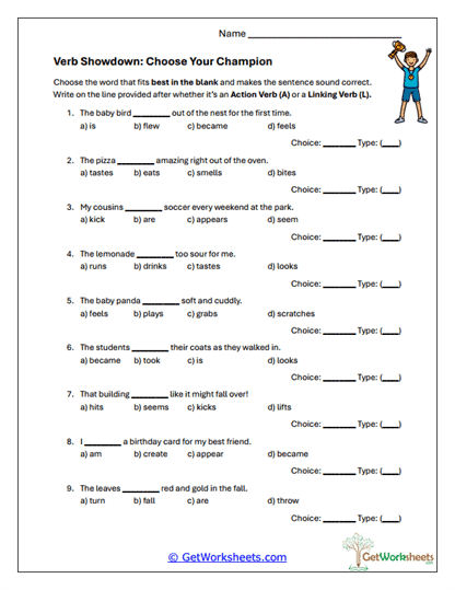 Verb Showdown Worksheet