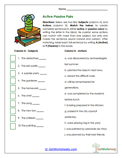 Active vs. Passive Voice Worksheets