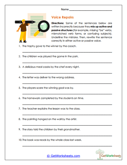 Voice Repairs Worksheet