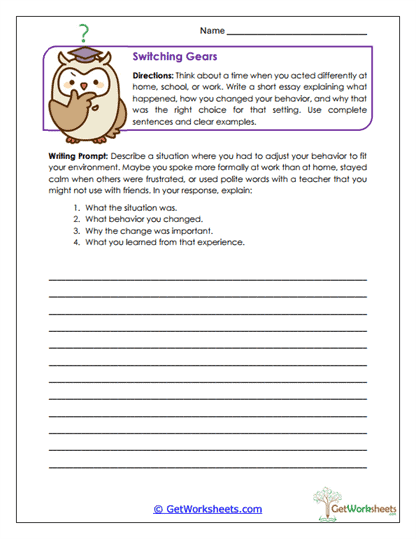 Switching Gears Worksheet