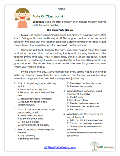 Party or Classroom Worksheet