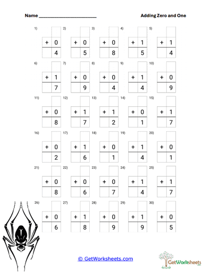 Spider-Themed Practice Worksheet