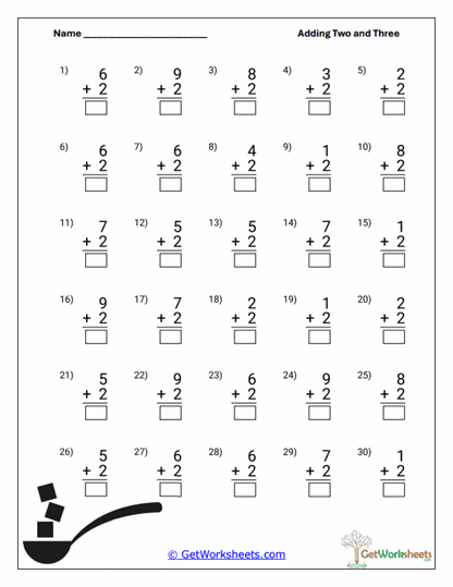 Basic 2-Addition Practice Worksheet