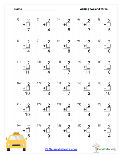Vertical Practice Format Worksheet
