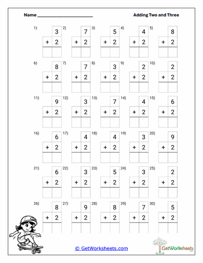 Vertical Format - Set 1 Worksheet