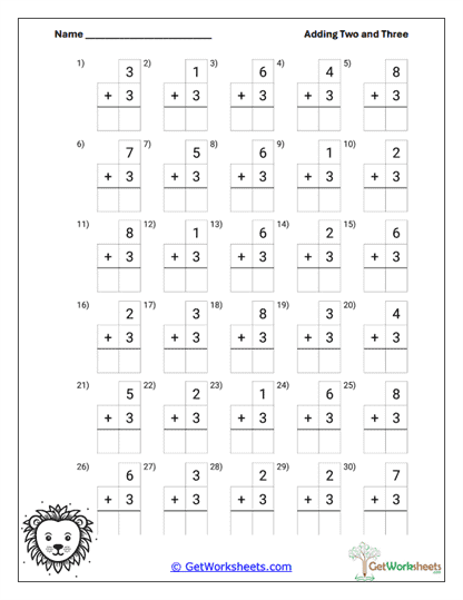Vertical Format - Set 2 Worksheet