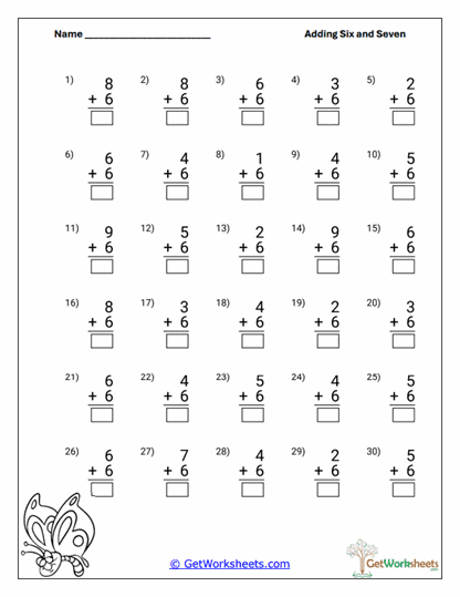 Basic Addition Facts Worksheet