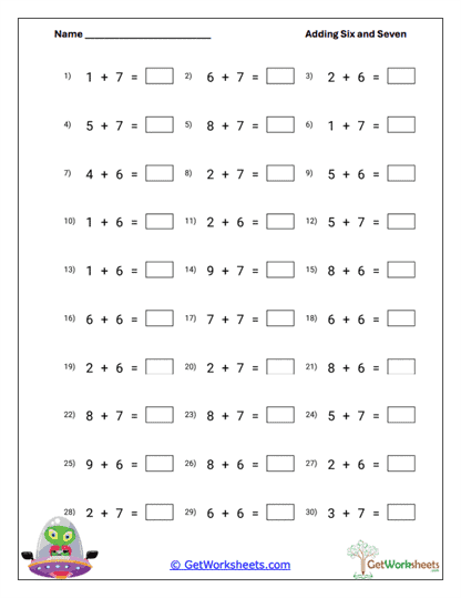 Addition Practice Set Worksheet
