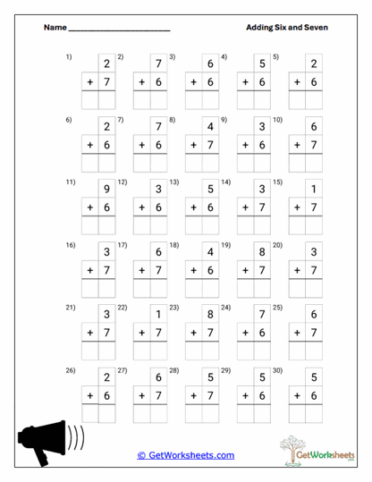 Mixed Vertical Addition Worksheet