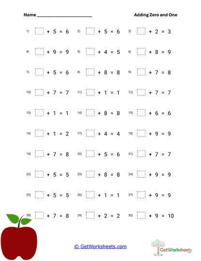 Fill-in-the-Blank Sums Worksheet