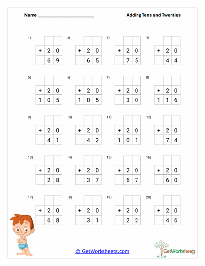 Add Twenty Worksheet