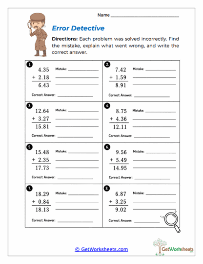 Error Detective Worksheet