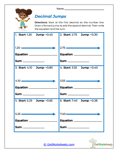 Decimal Jumps Worksheet