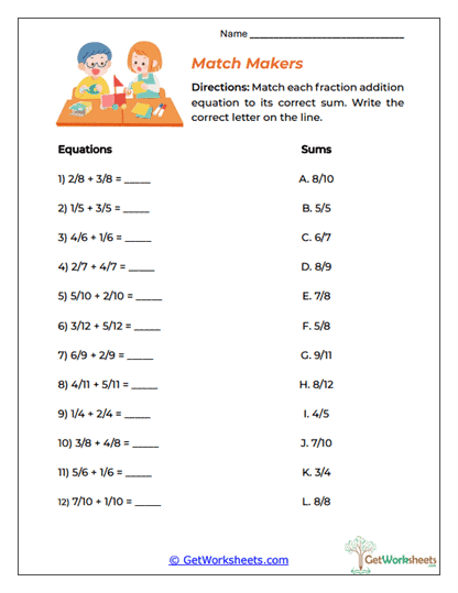 Match Makers Worksheet