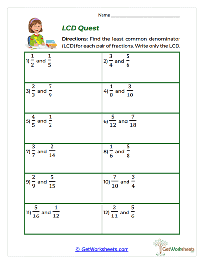 LCD Quest Worksheet