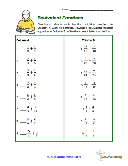 Equivalent Fractions Worksheet