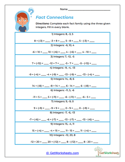 Fact Connections Worksheet
