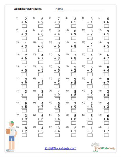 Timed Addition Practice Worksheet