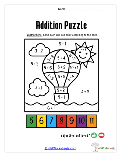 Addition Puzzles and Riddle Worksheets