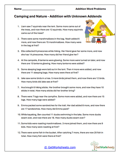 Unknown Addends Worksheet