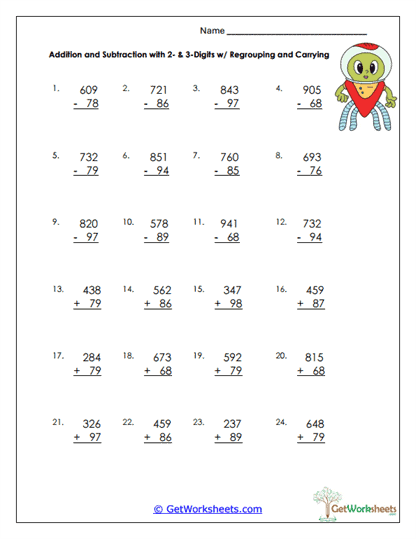 Regrouping Skill Builder Worksheet