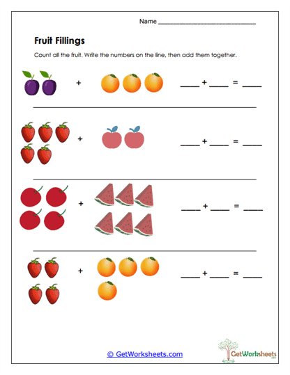 Fruit Picture Addition Worksheet