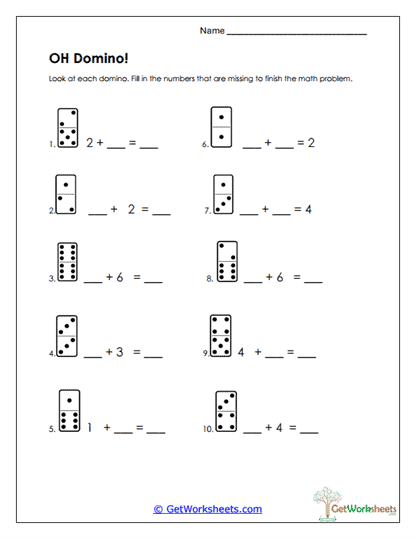 Domino Addition Worksheet