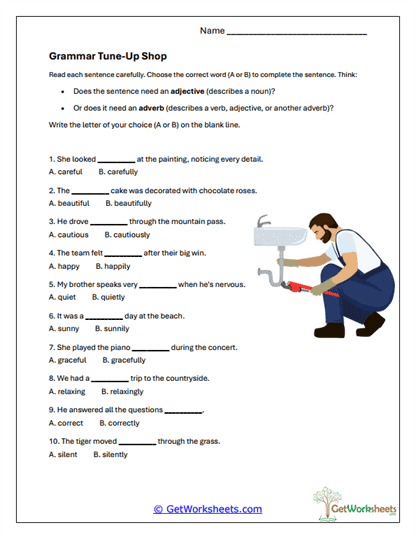 Grammar Tune-Up Shop Worksheet