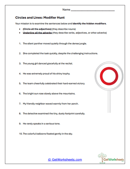 Modifier Hunt Worksheet