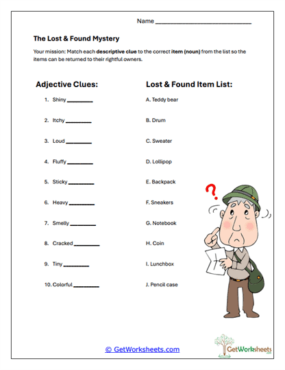 Lost & Found Mystery Worksheet