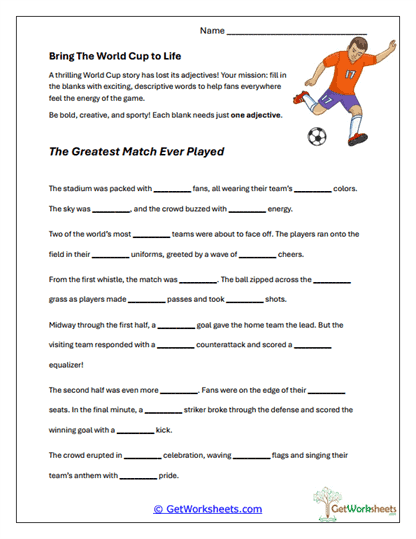Bring the World Cup to Life Worksheet