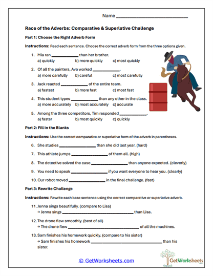 Adverb Worksheets