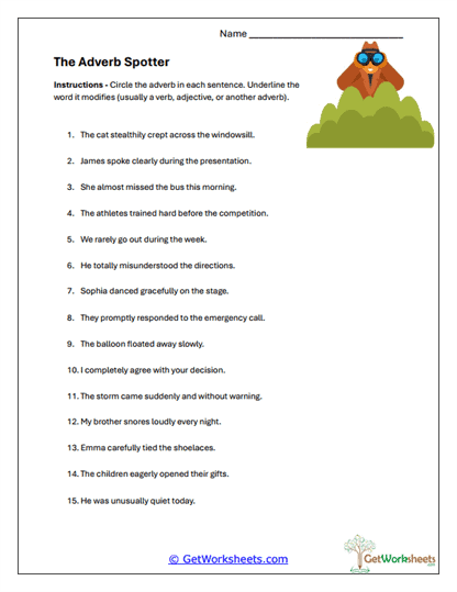 The Adverb Spotter Worksheet