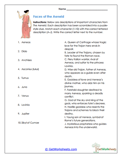 Epic Characters Worksheet