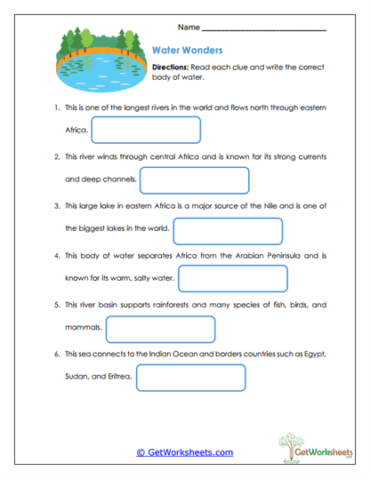 Water Wonders Worksheet