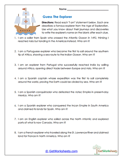 Exploration Hazards Worksheet