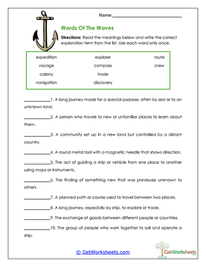 Explorer Riddles Worksheet
