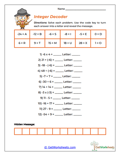 Integer Decoder Worksheet