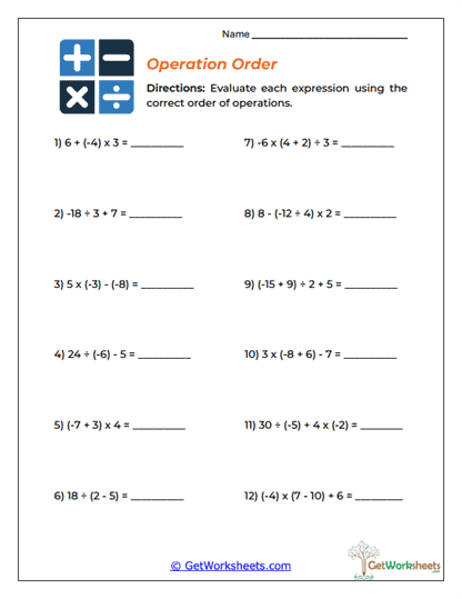 Operation Order Worksheet