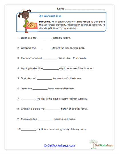 All Around Fun Worksheet