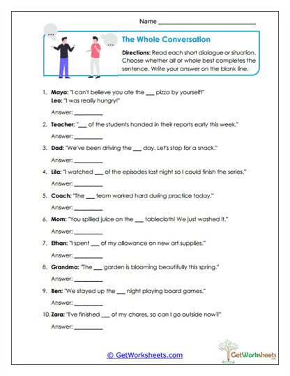 The Whole Conversation Worksheet