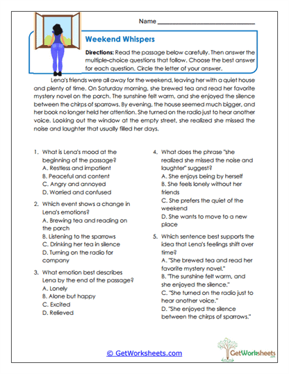 Weekend Whispers Worksheet