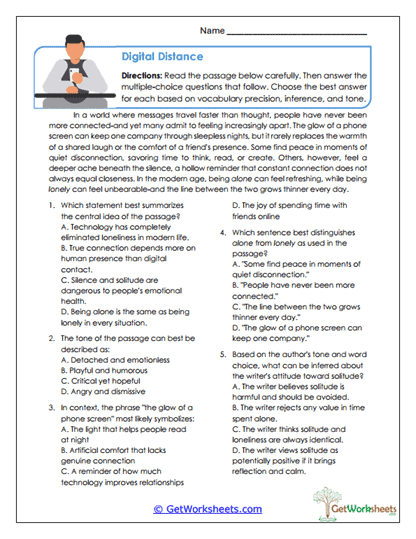 Digital Distance Worksheet