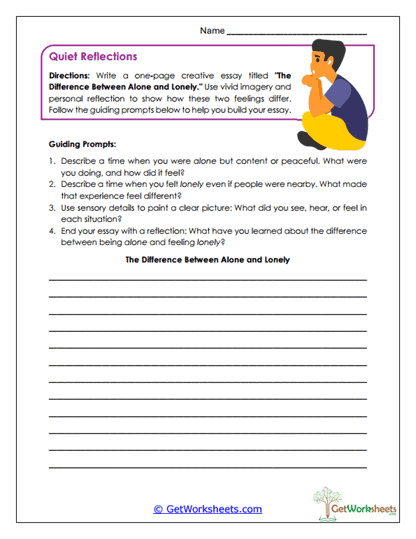 Quiet Reflections Worksheet