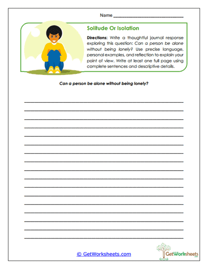 Solitude or Isolation Worksheet