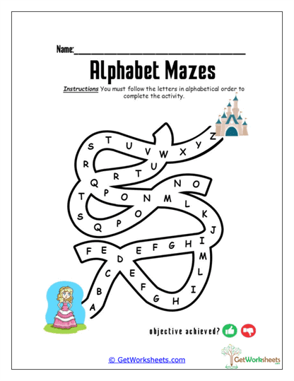 Alphabet Maze Worksheets