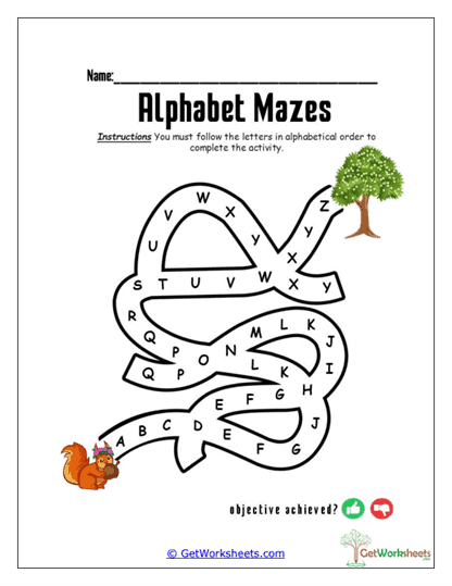 Squirrel Alphabet Tree Worksheet